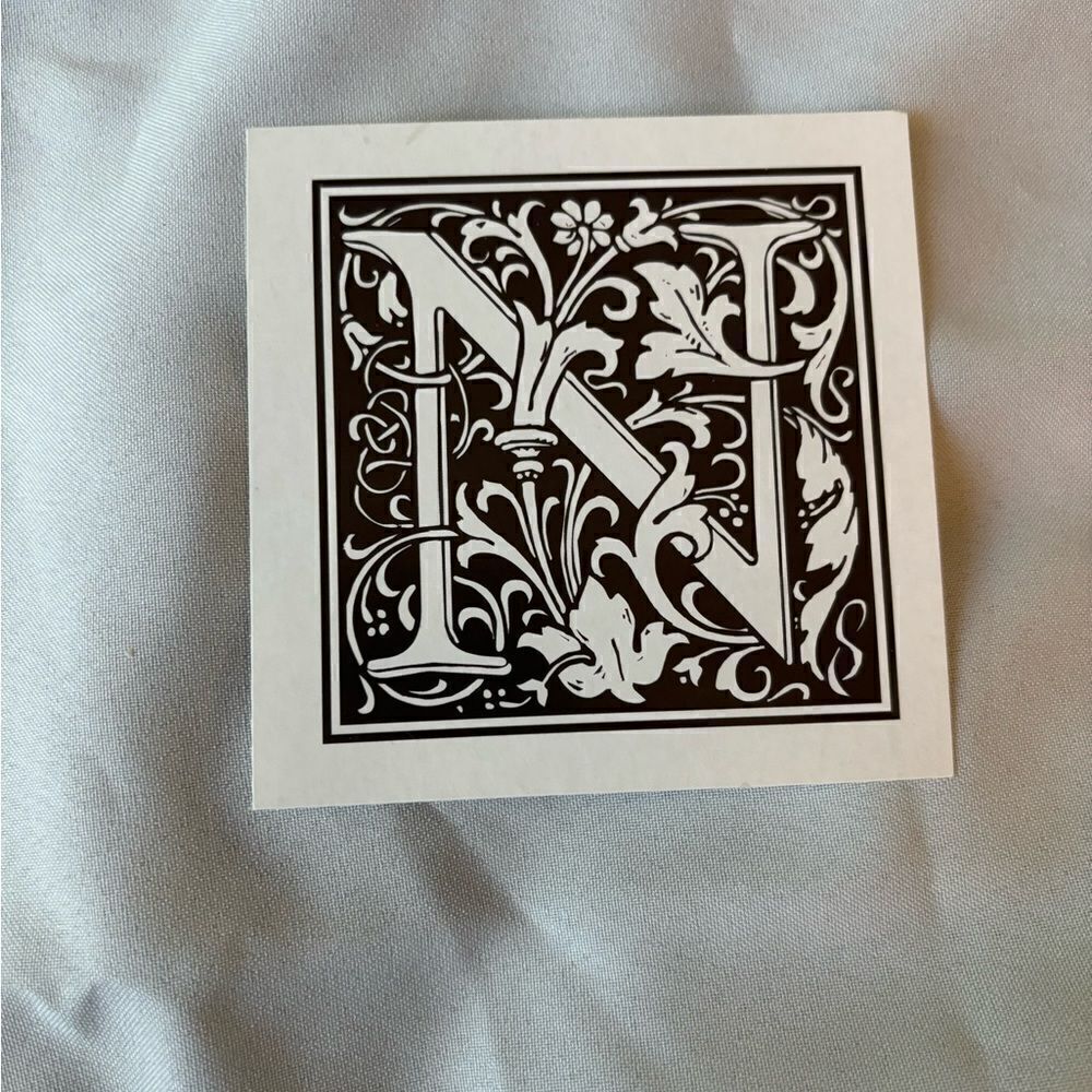 4.5” NEW! “N” Square Monogram Letter Print Ready to be Framed